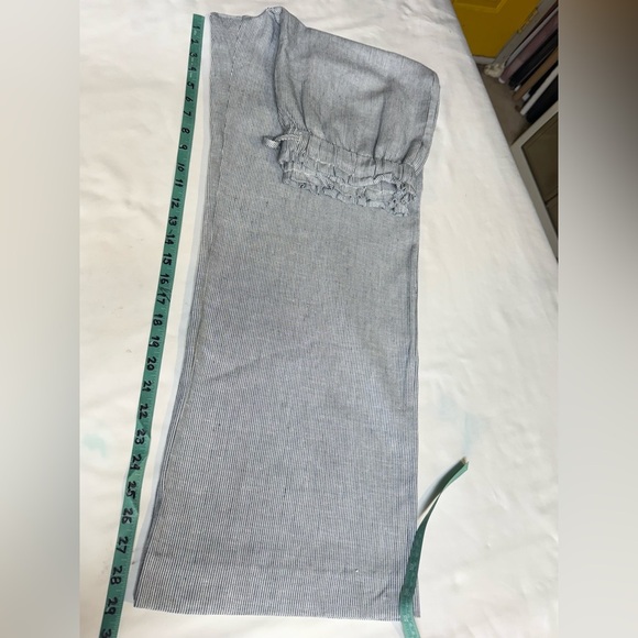 TYLER BOE Blue and white micro stripe Linen blend elastic waist pants size M - Picture 13 of 13